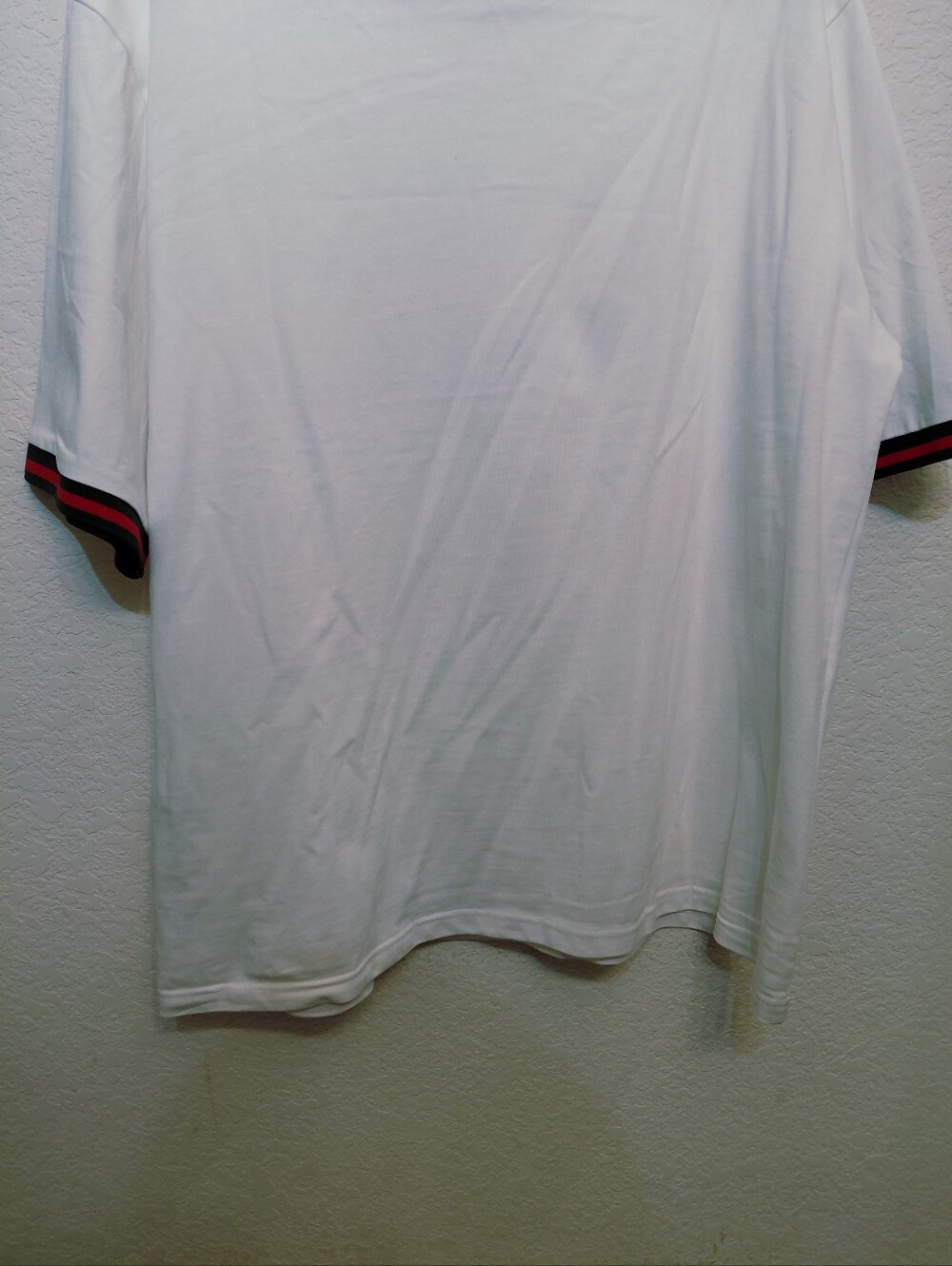 Gucci 100% Cotton White Crewneck T-Shirt with Red & Black Ribbed Trim XL - Picture 7 of 9